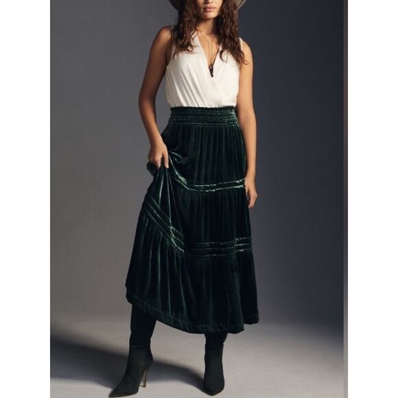Anthropologie Dresses & Skirts - Anthropologie The‎ Somerset Maxi Skirt: Velvet Green Size XL